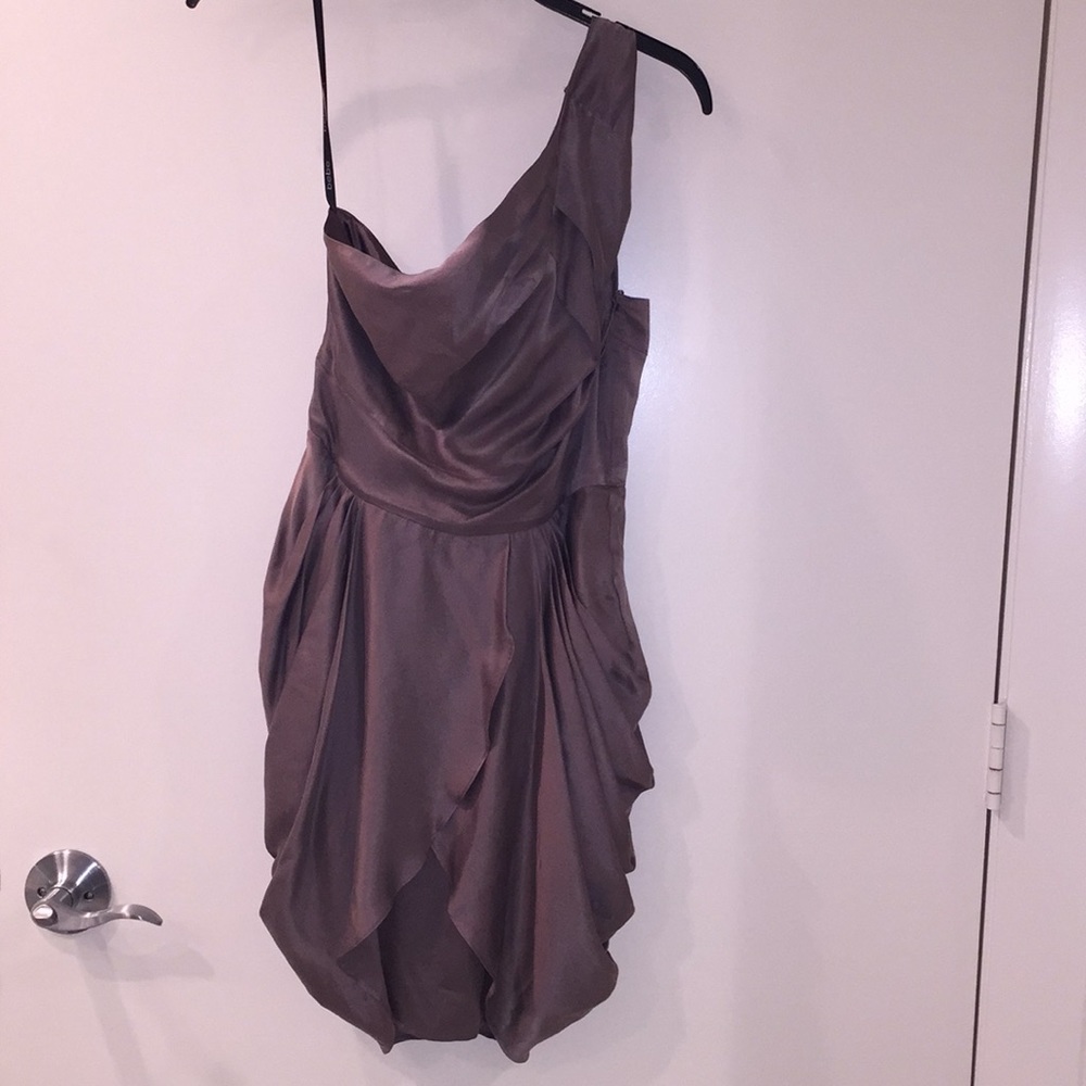 Bebe silk one-shoulder cocktail dress